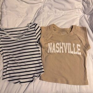 Cat &Jack Striped Tee and Nashville Graphic Tee NWOT SIZE 8 girls 👧🏻